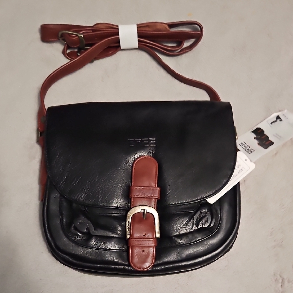 Vintage BREE Black and Brown Leather Crossbody Bag